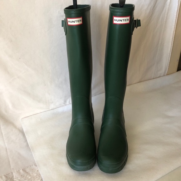 US 8 HUNTER Tall Matte Rain Boots Wellies Green - Picture 2 of 7
